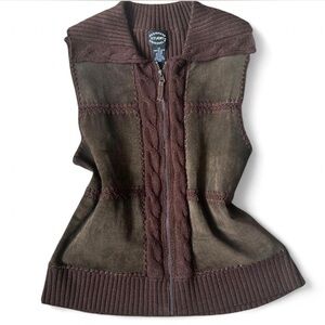 Brown Suede Knit Vest